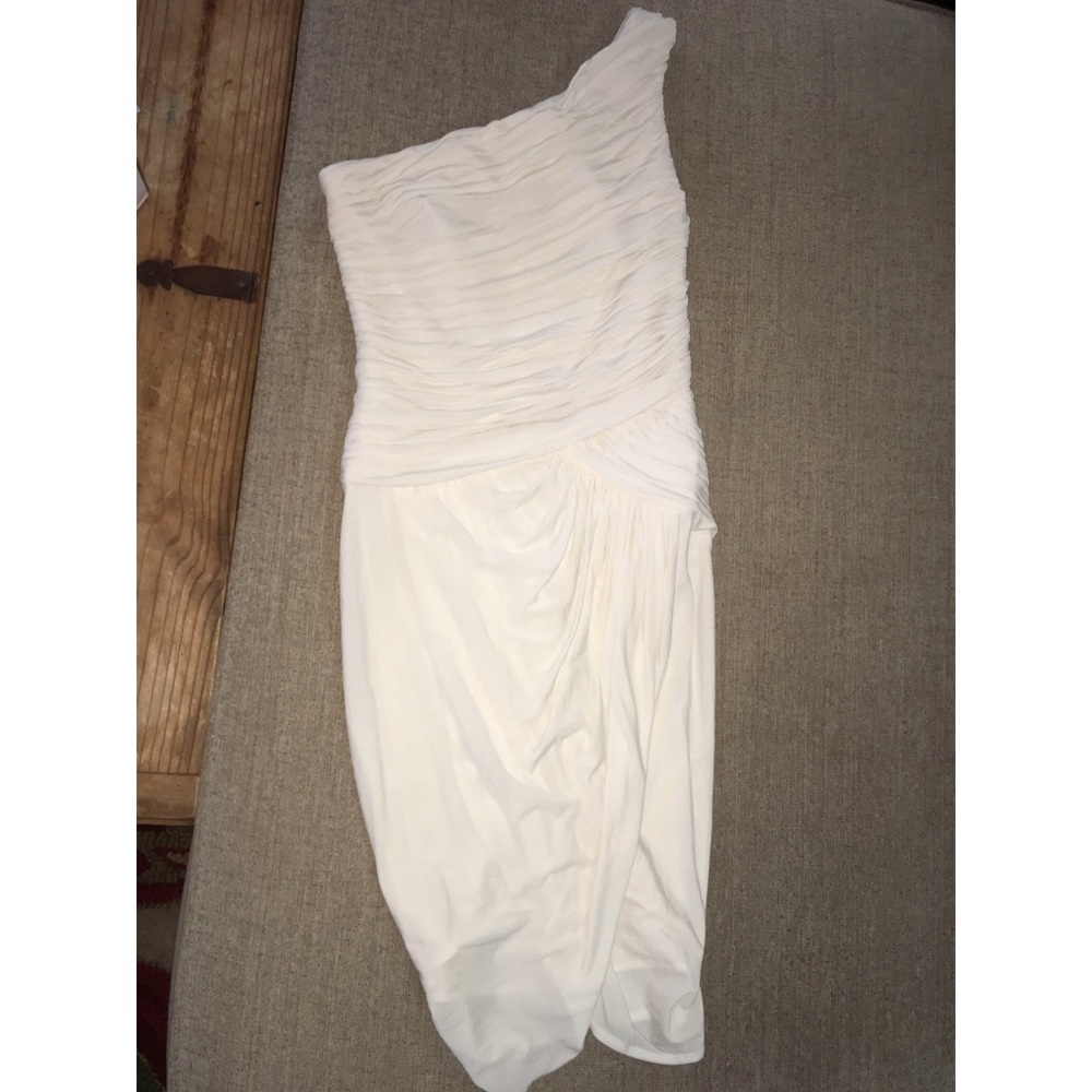 BCBG Cream one shoulder dress